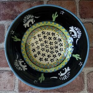 Denise Ford Ceramic Hand Painted Art Pottery Bowl 7" Signed & Dated 1981 Western